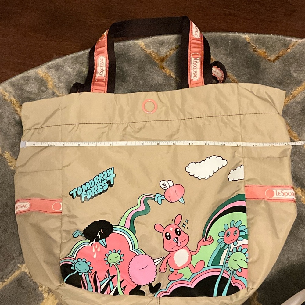LeSportsac Beige and Coral Tote with Playful Design - Picture 6 of 7